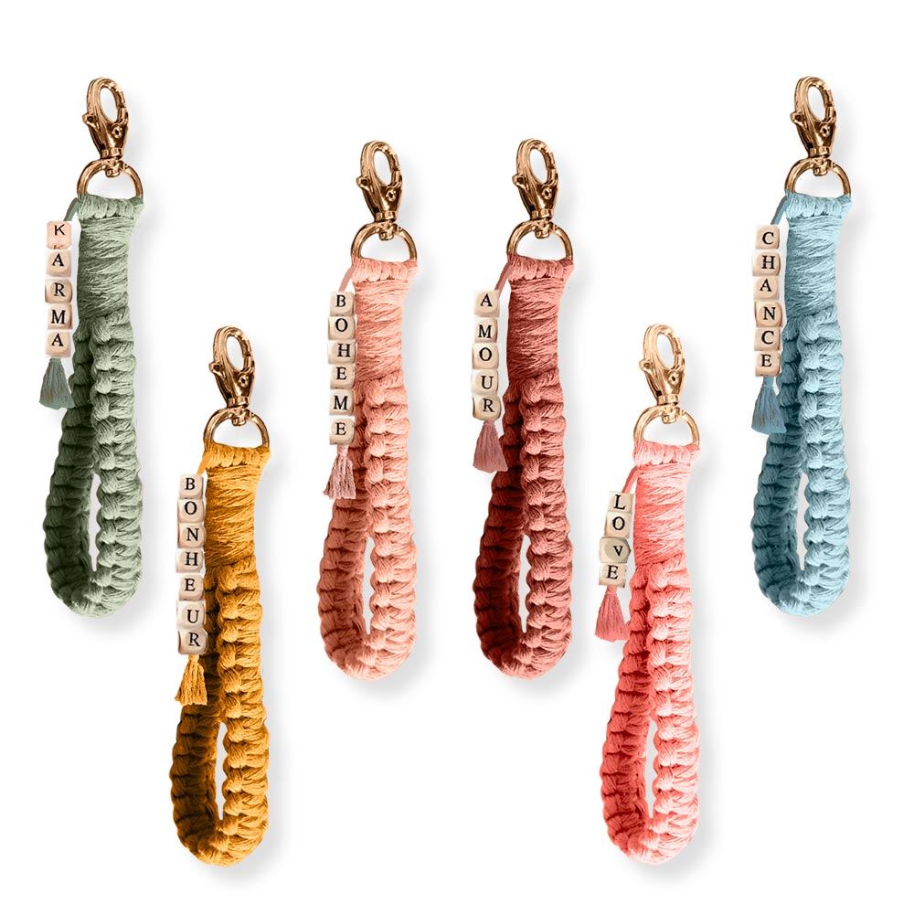 Porte cle dragonne macrame 6mods /72pcs