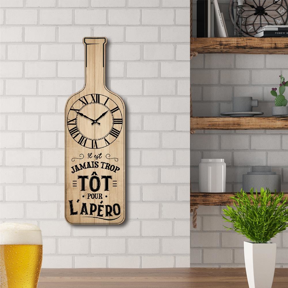 Horloge bouteille "tot pour l apero"