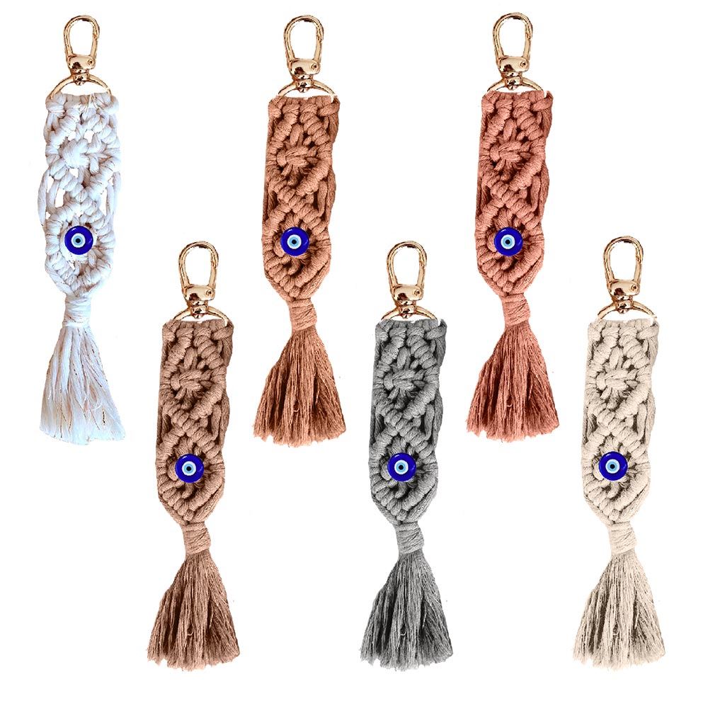 Porte cle macrame oeil 6mods /72pcs