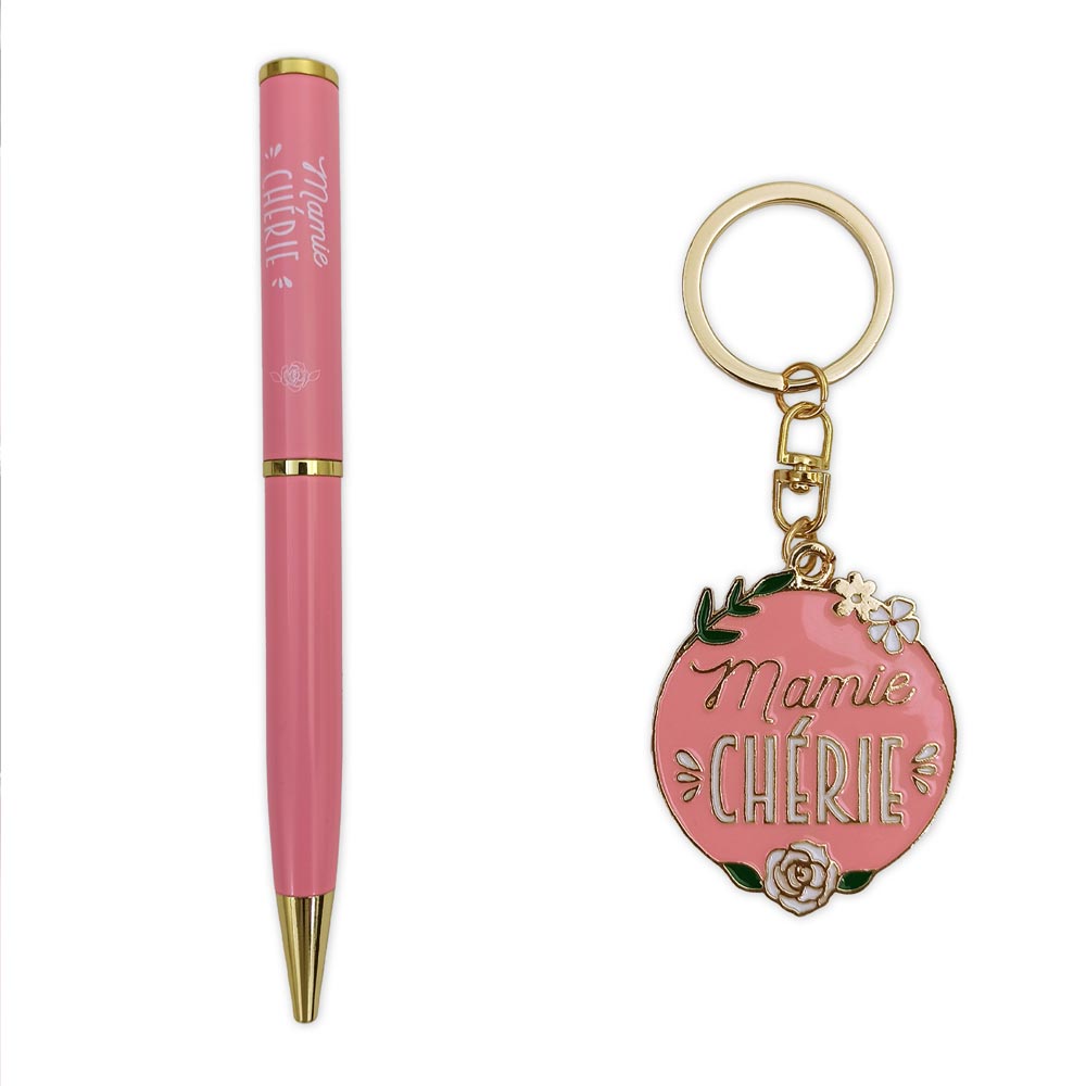 Coffret stylo + porte cle "mamie cherie"