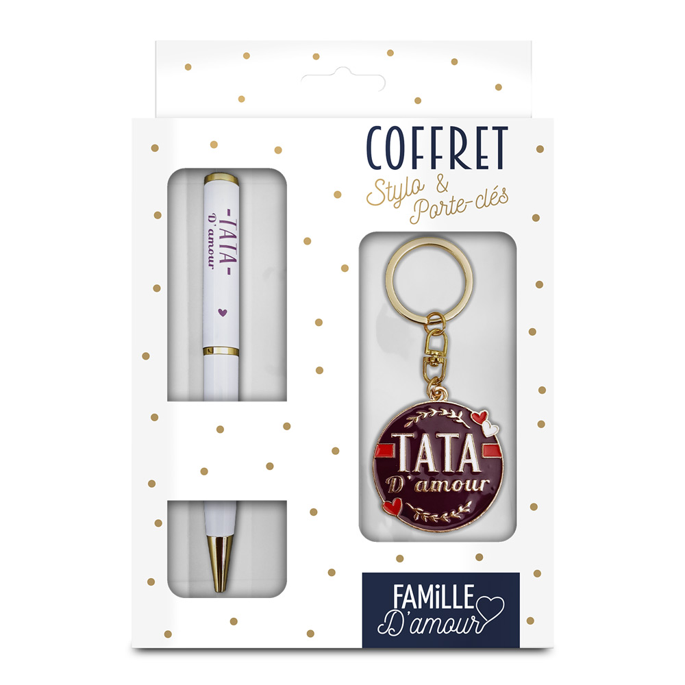 Coffret stylo + porte cle "tata d amour"