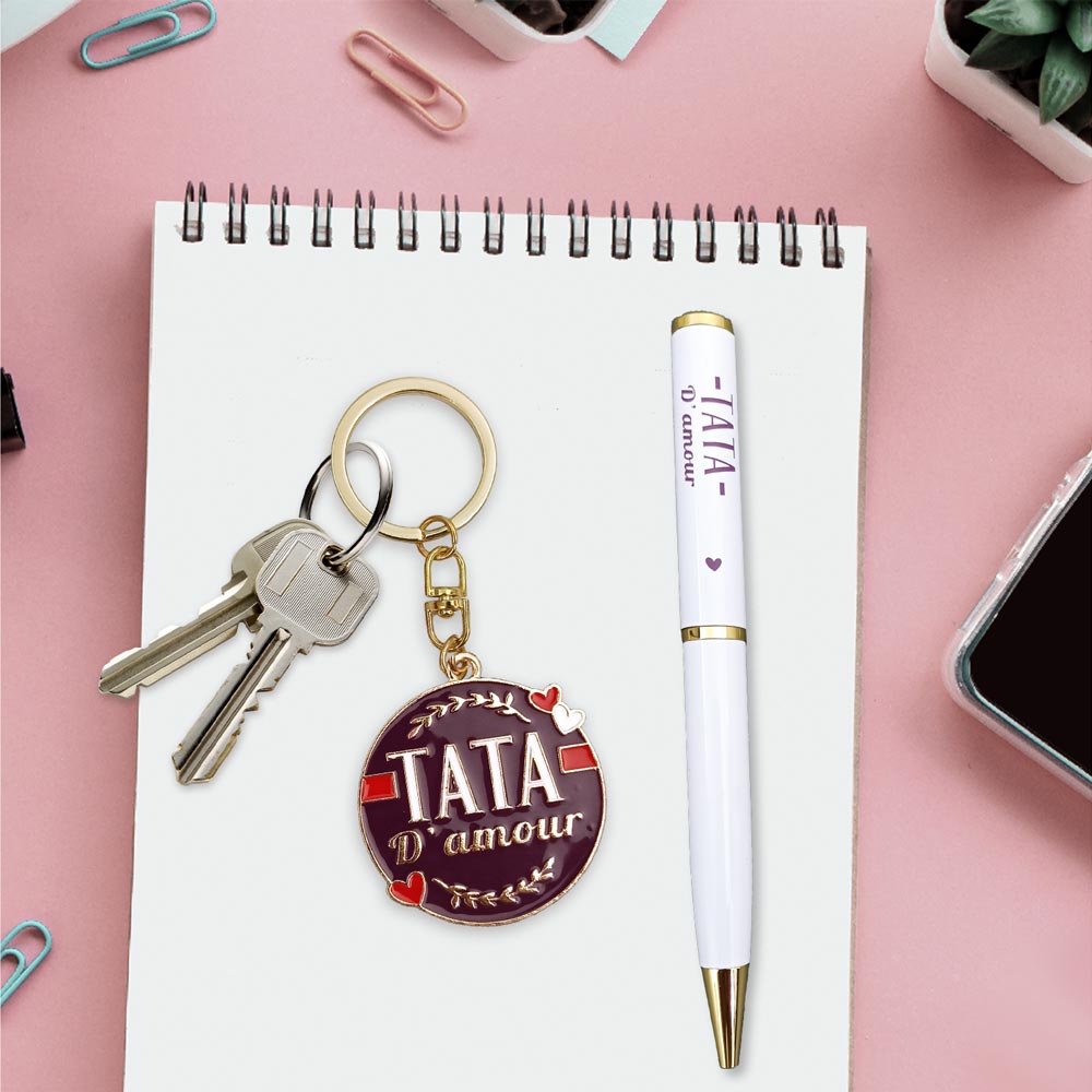 Coffret stylo + porte cle "tata d amour"