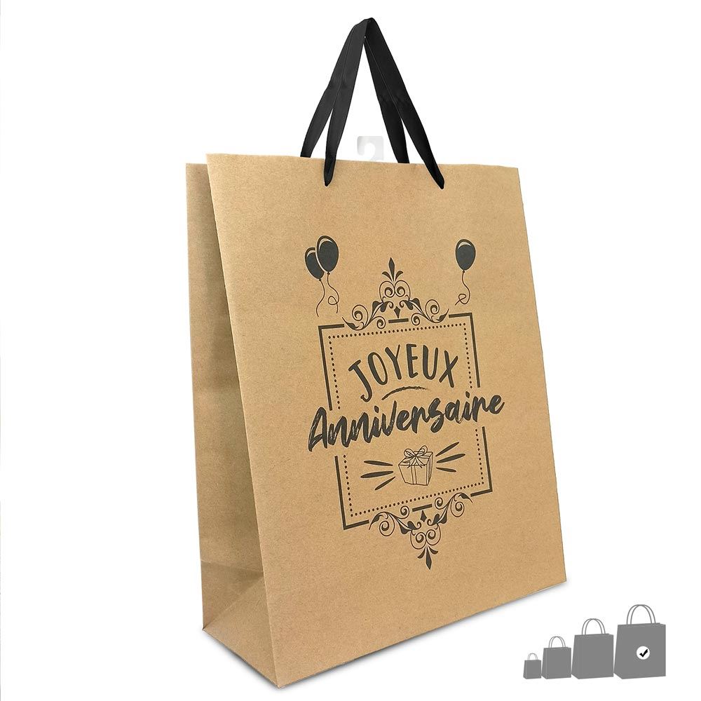 Pochette cadeau joyeux anniversaire kraft gm