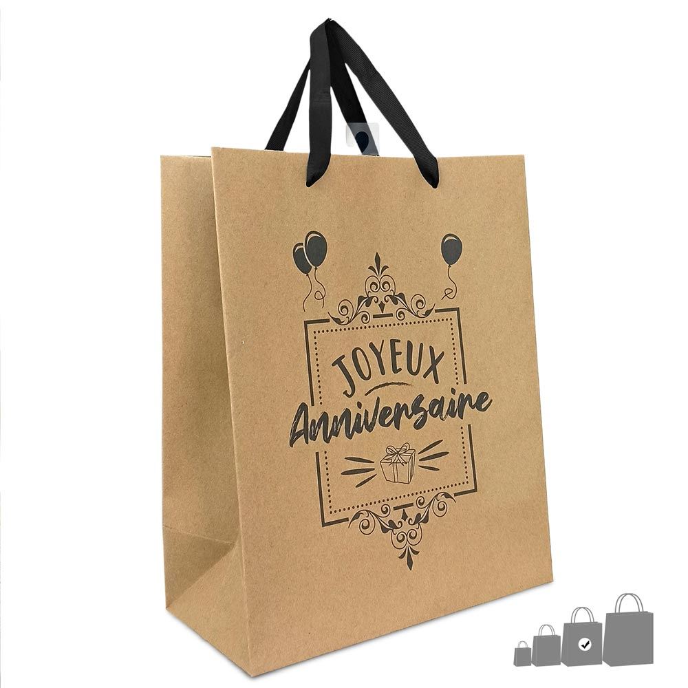Pochette cadeau joyeux anniversaire kraft mm