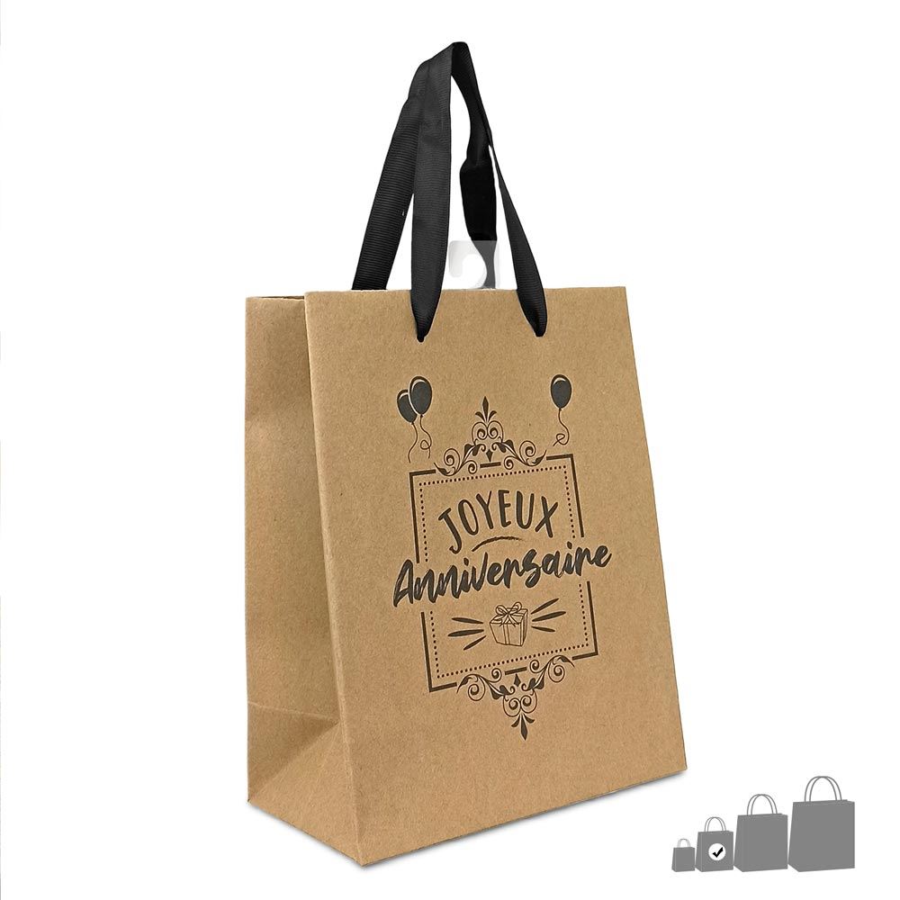 Pochette cadeau joyeux anniversaire kraft pm