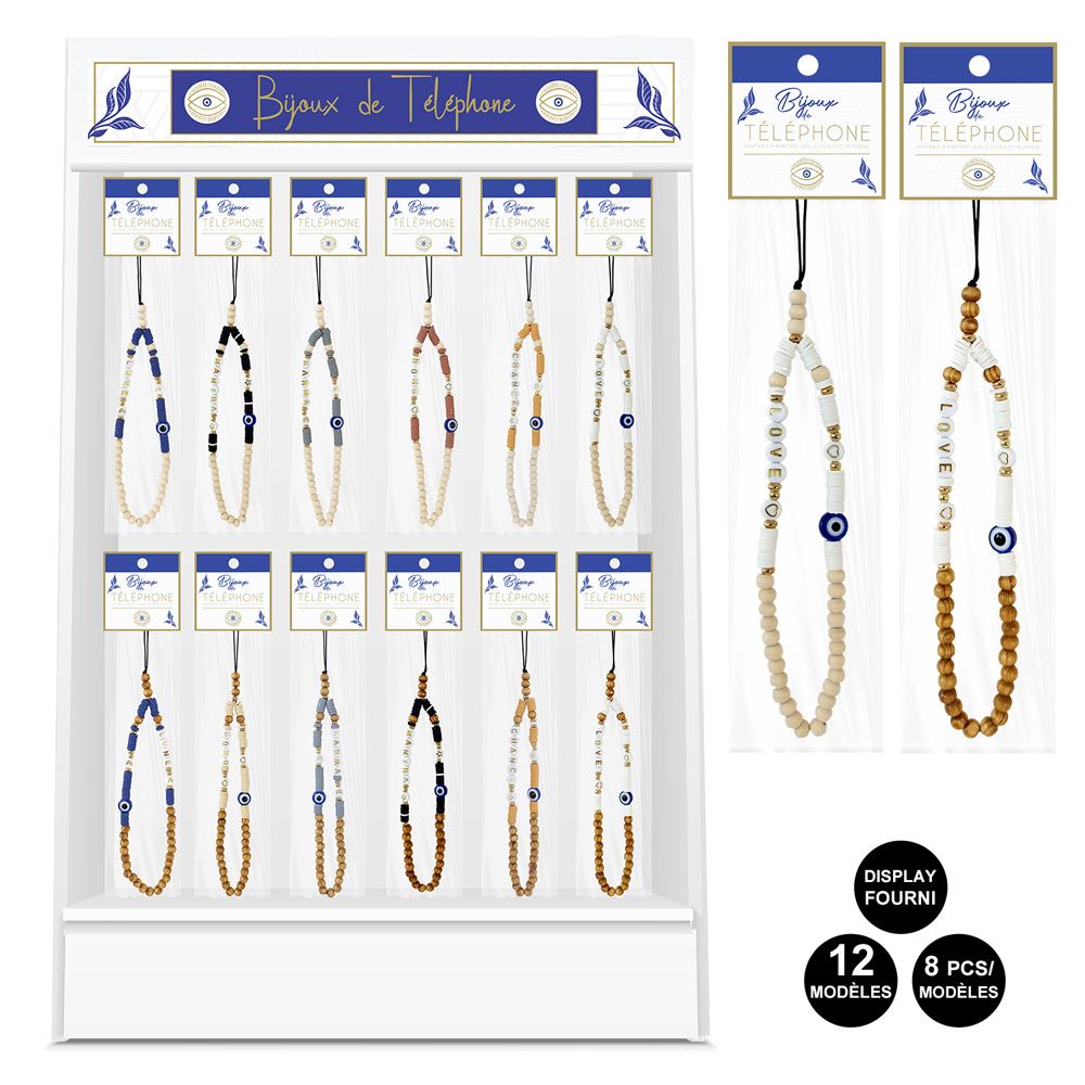 Bijoux de telephone oeil 12mods /96pcs