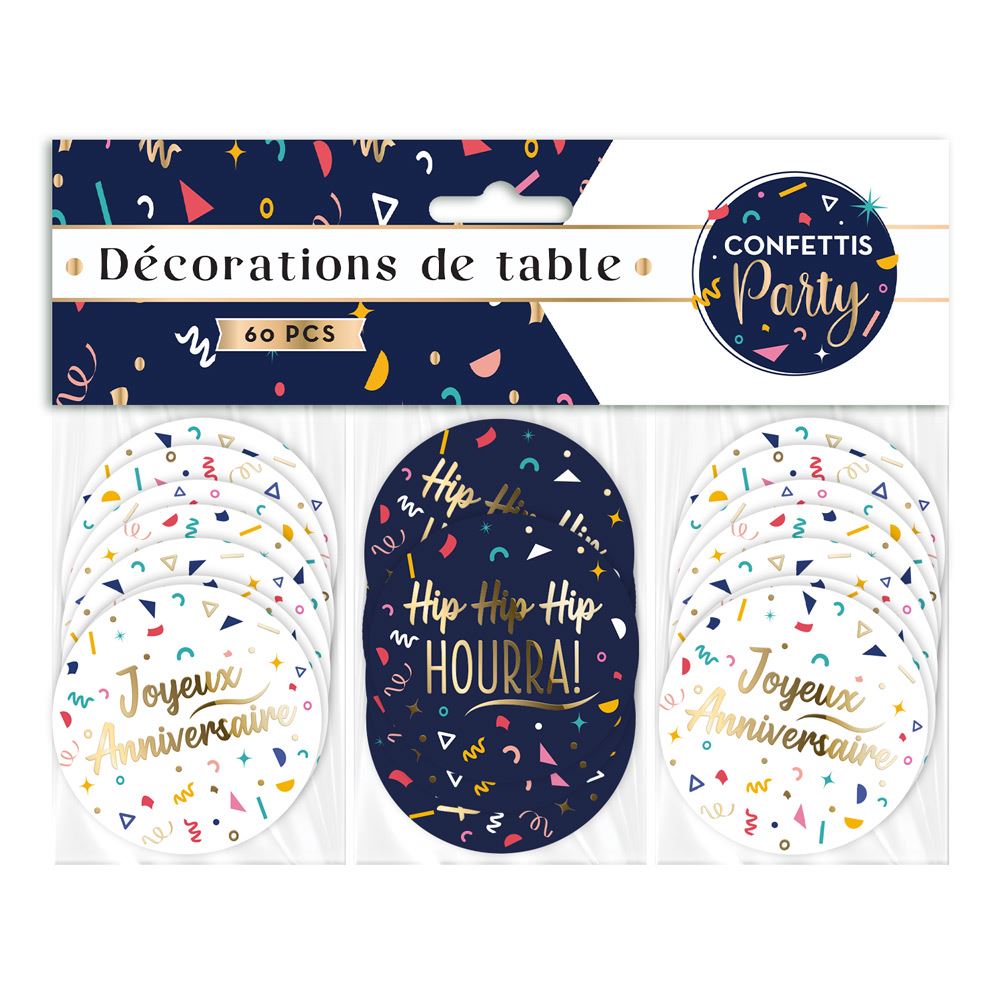 Trio deco de table confettis party