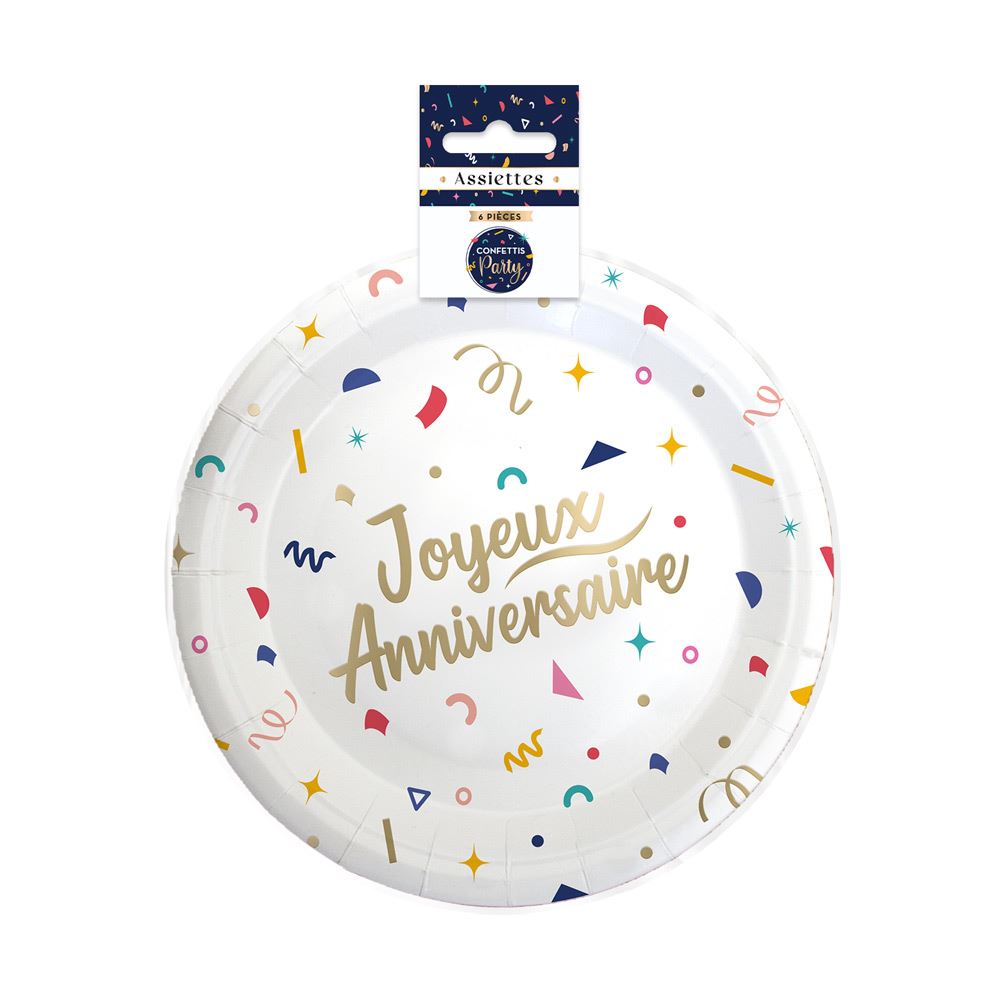 Pack 6 assiettes confettis party