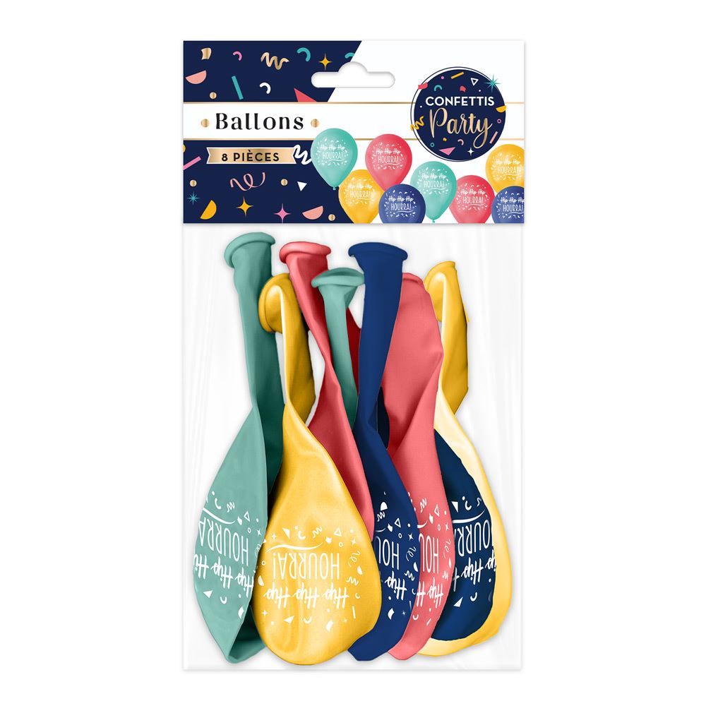 Sachet 8 ballons confettis party