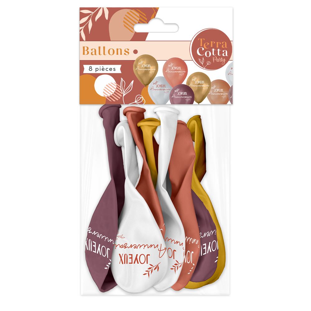 Sachet 8 ballons terracotta