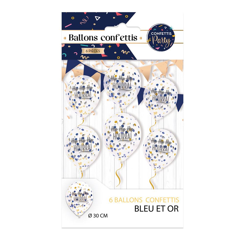 Sachet6 ballons confettis party