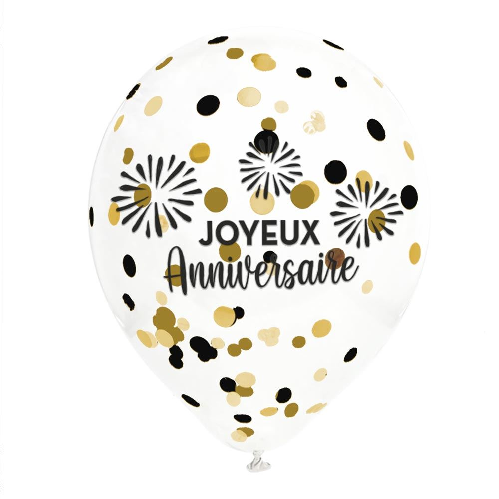 Sachet 6 ballons confettis happy party