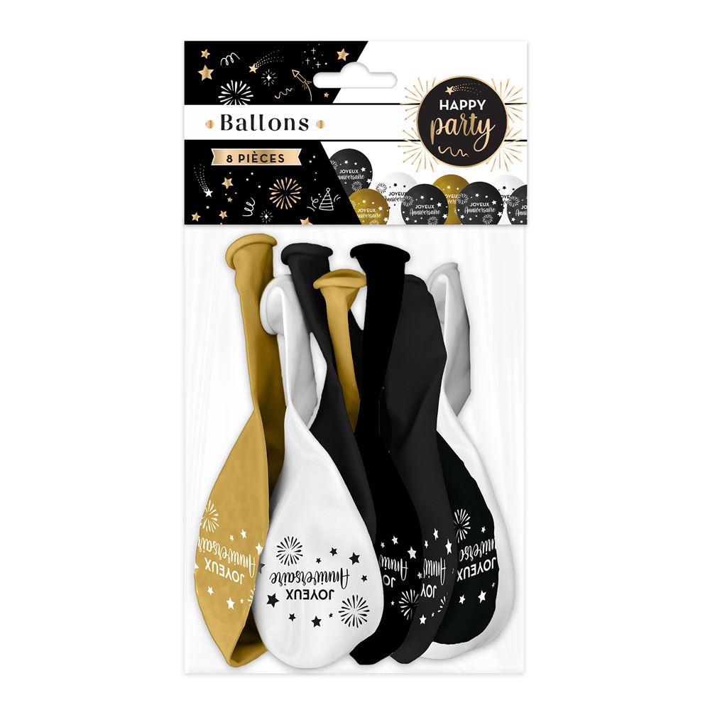 Sachet 8 ballons happy party