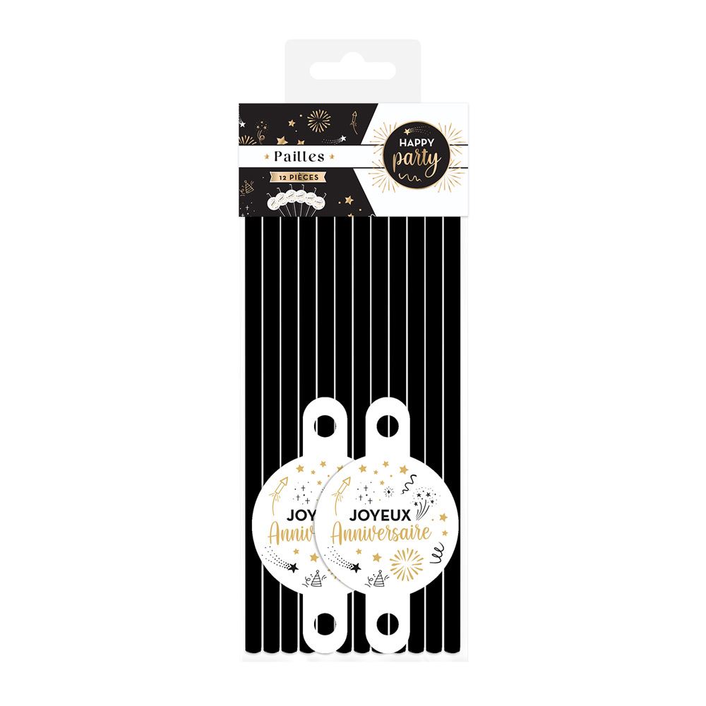 Pack 12 pailles happy party