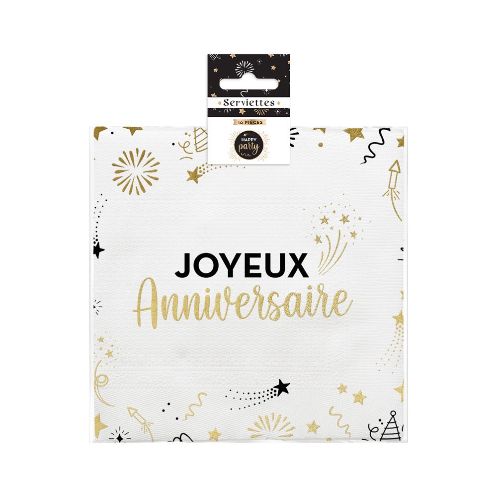 Pack 10 serviettes happy party