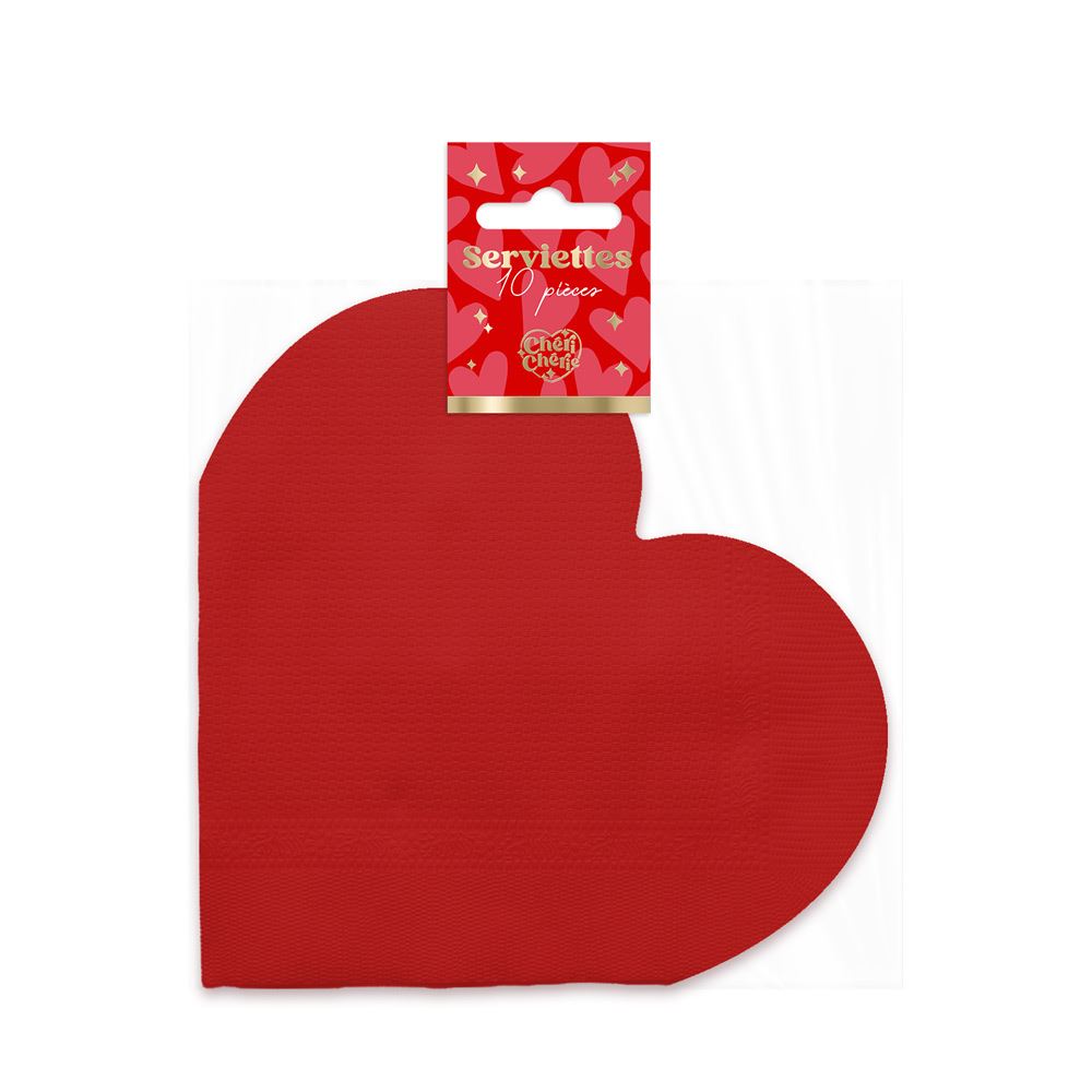 Pack 10 serviettes coeur