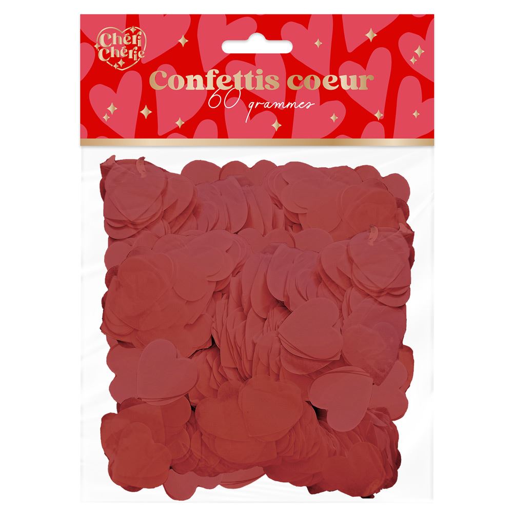 Sachet confettis coeurs rouges saint valentin