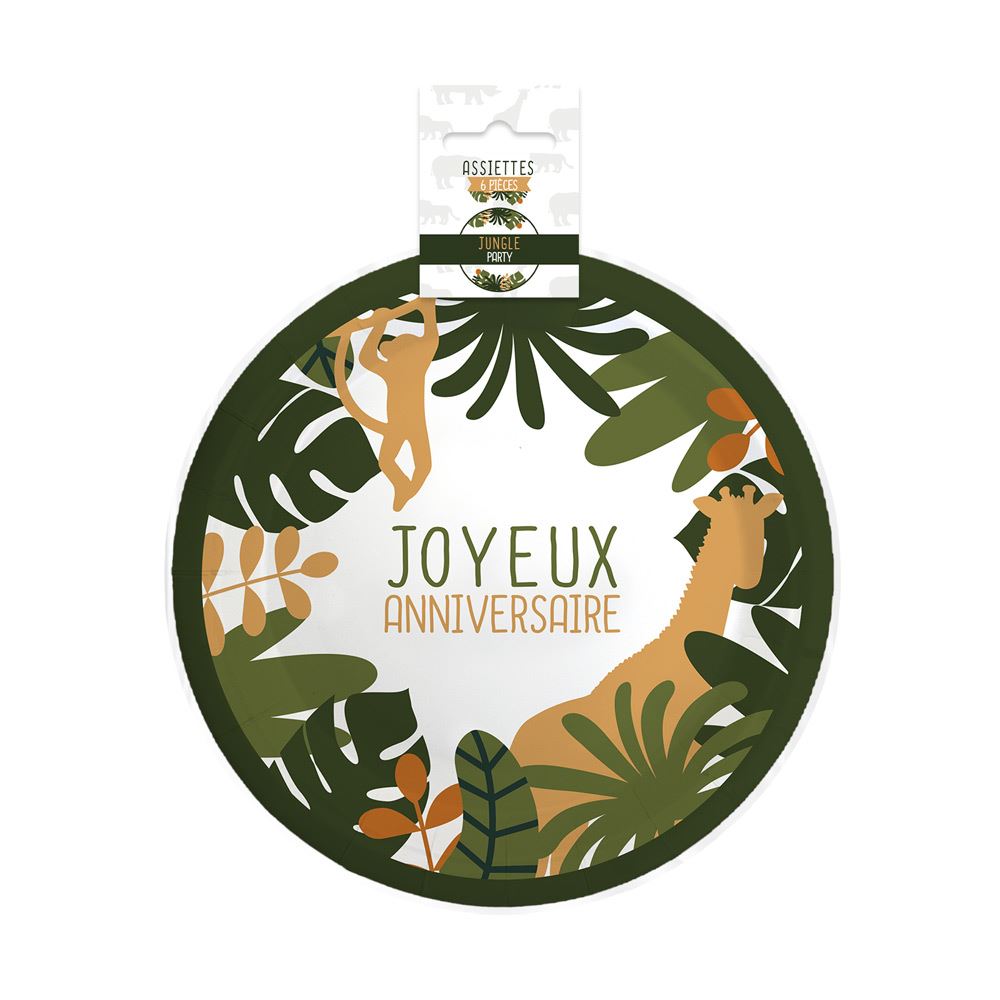Pack 6 assiettes anniv jungle party