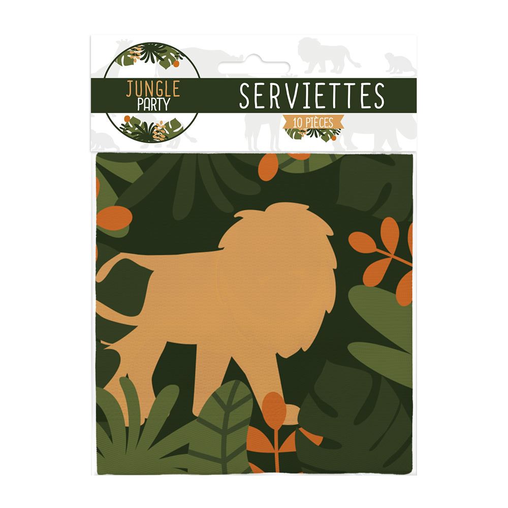 Pack 10 serviettes jungle party