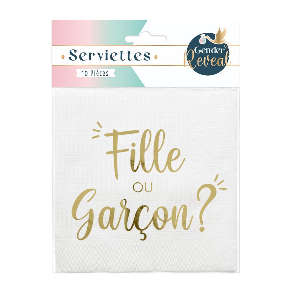 Pack 10 serviettes gender reveal