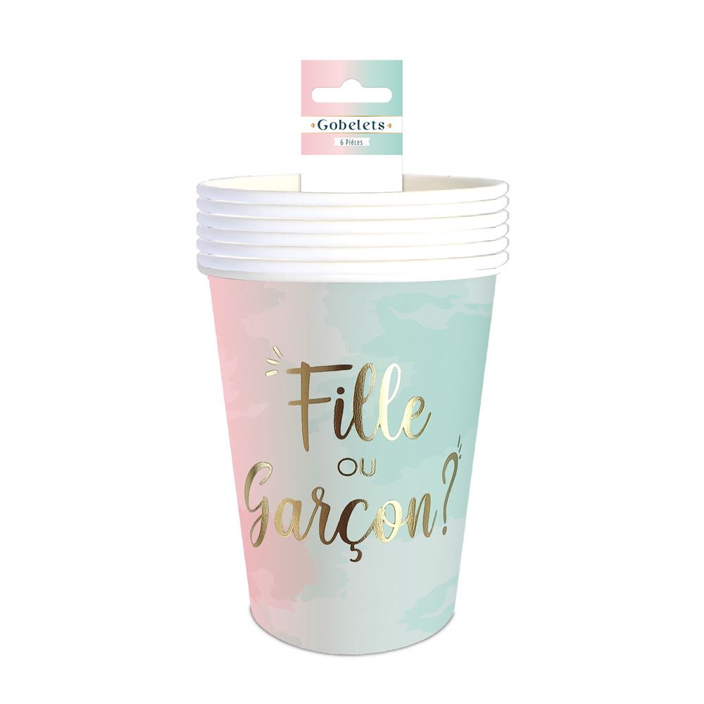 Pack 6 gobelets gender reveal
