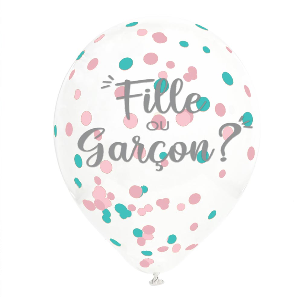 Sachet6 ballons confettis gender reveal