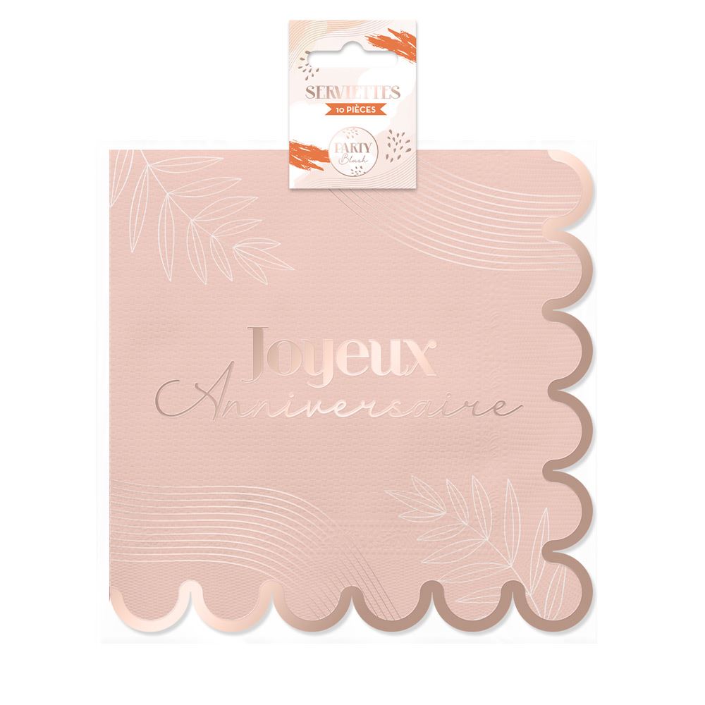 Pack 10 serviettes party blush