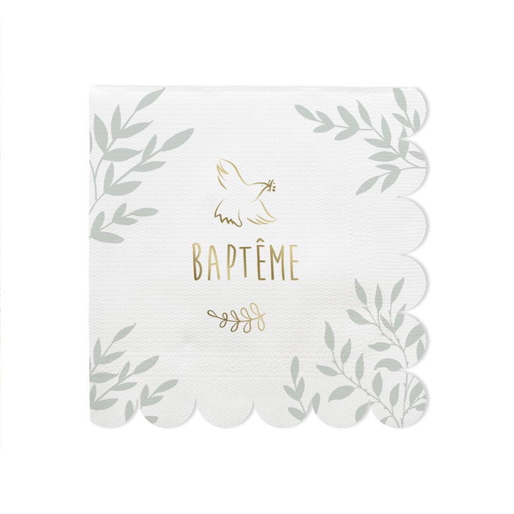 Pack 10 serviettes bapteme