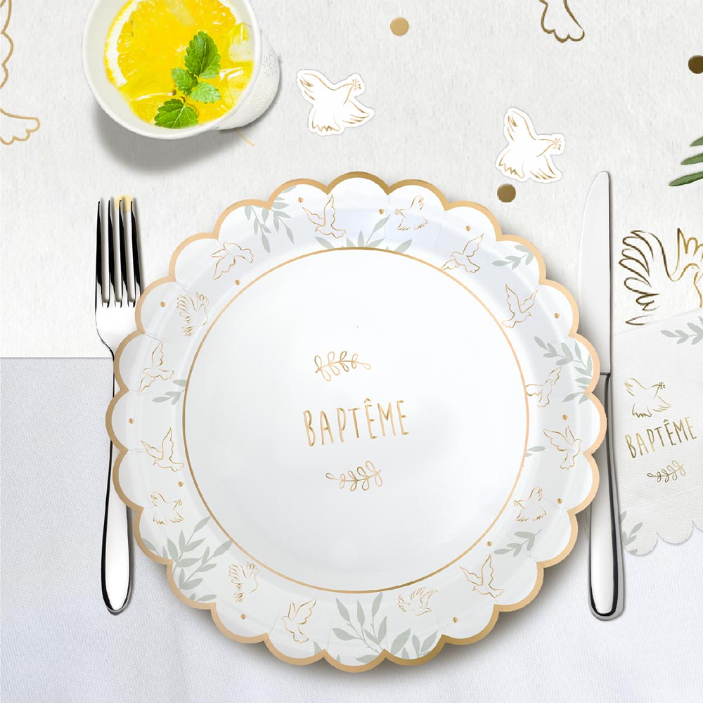 Pack 6 assiettes bapteme