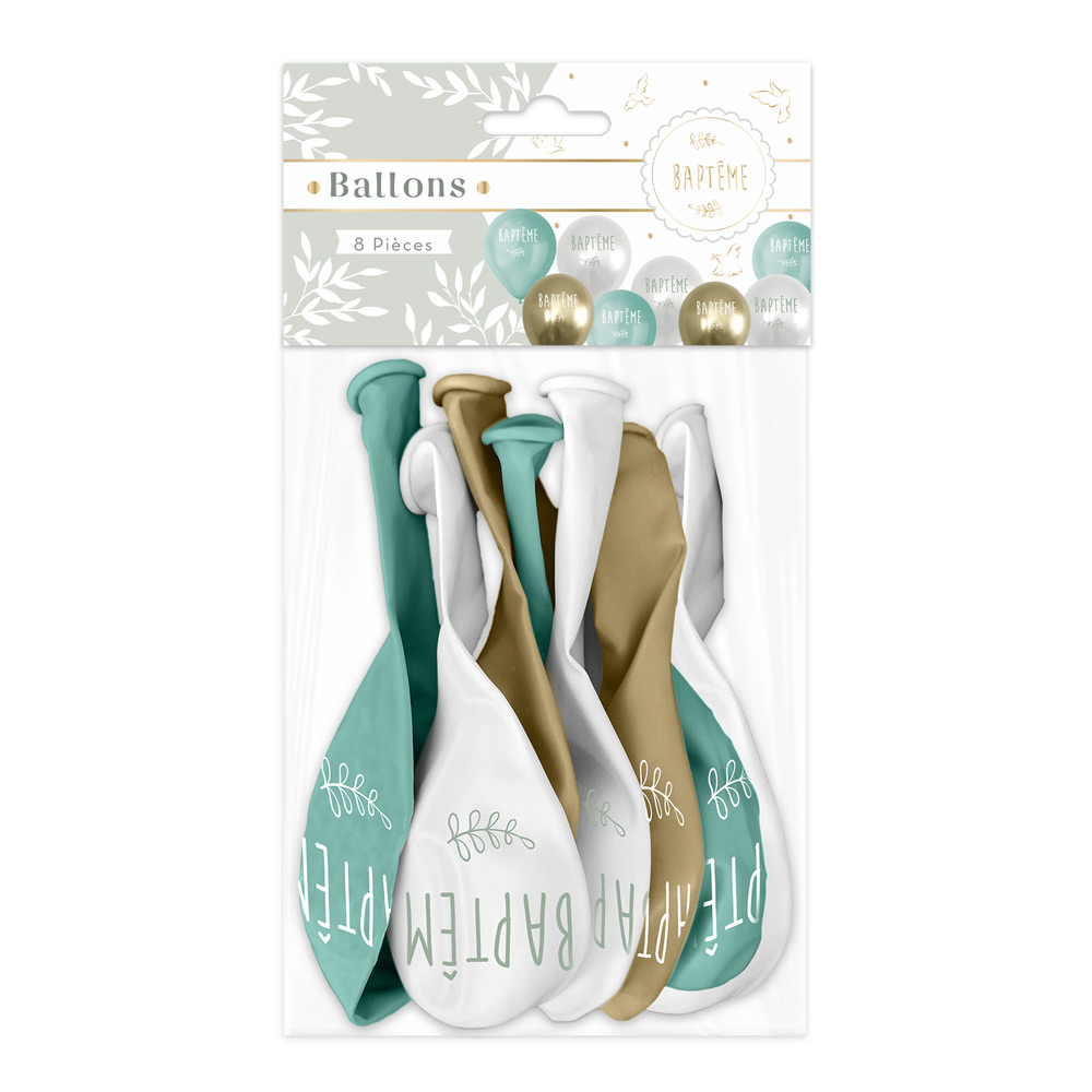 Sachet 8 ballons bapteme