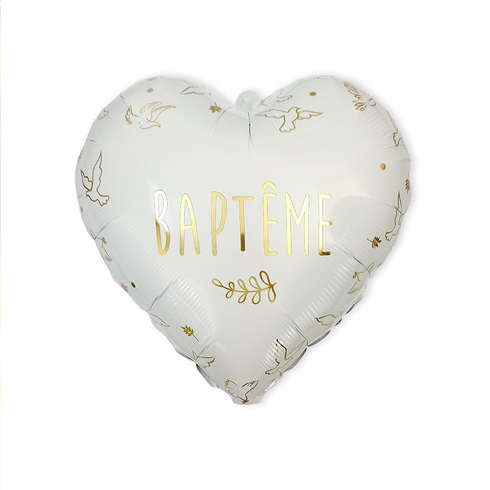 Ballon metallique coeur bapteme