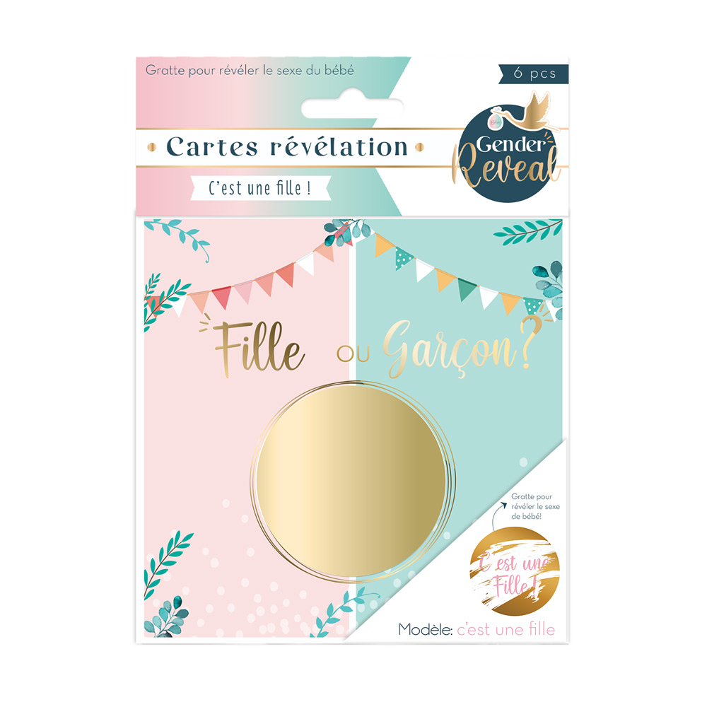 Sachet 6 cartes gender fille