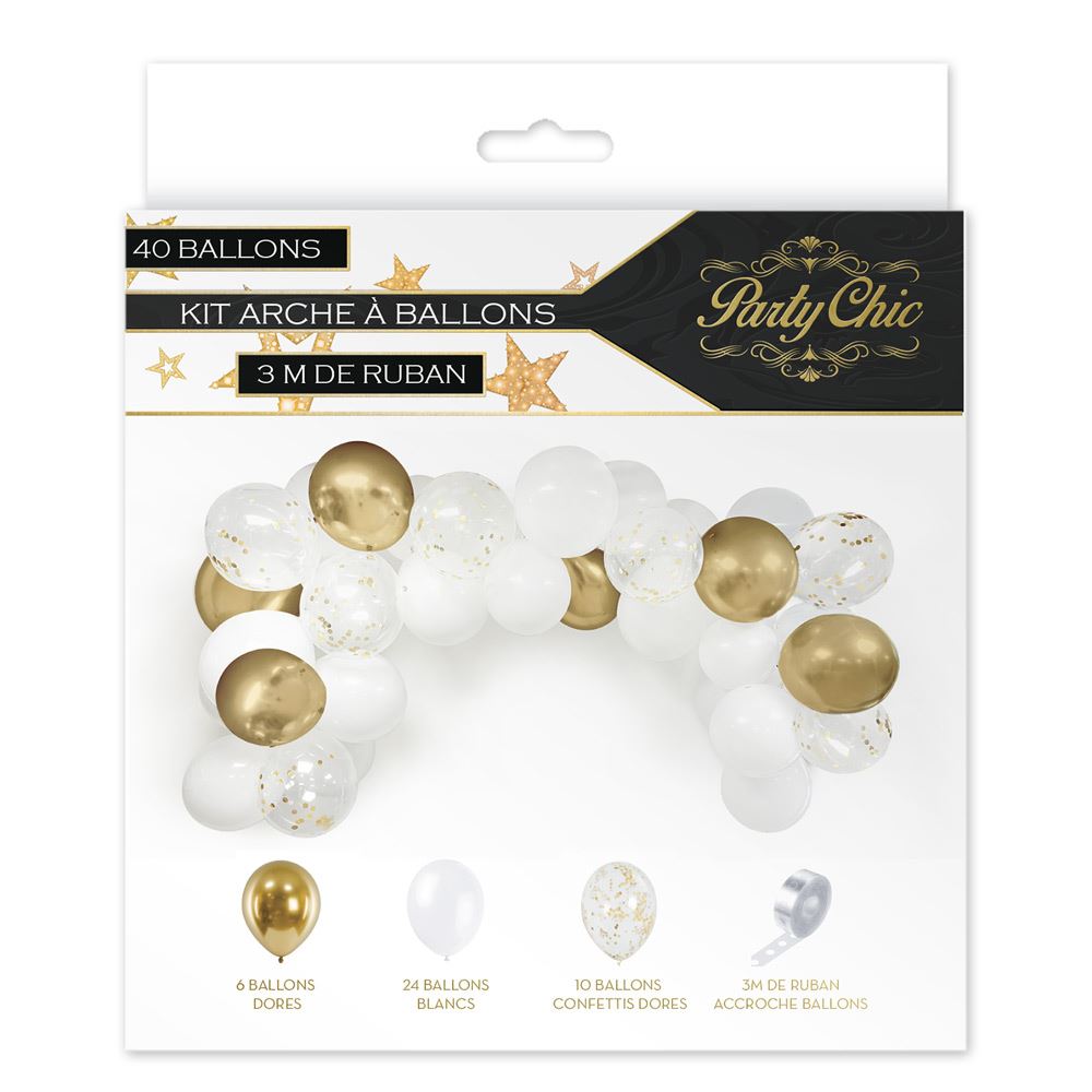 Kit arche a ballons party chic dore