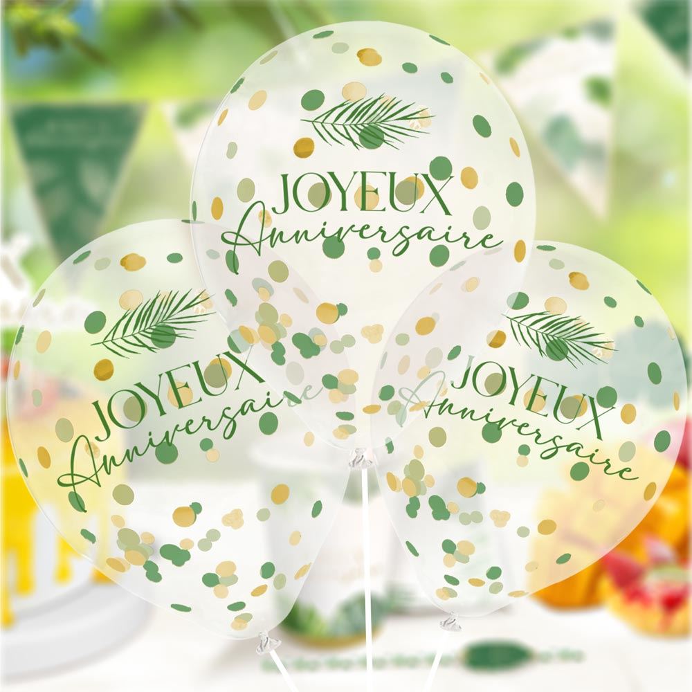 Sachet 6 ballons confettis tropical party