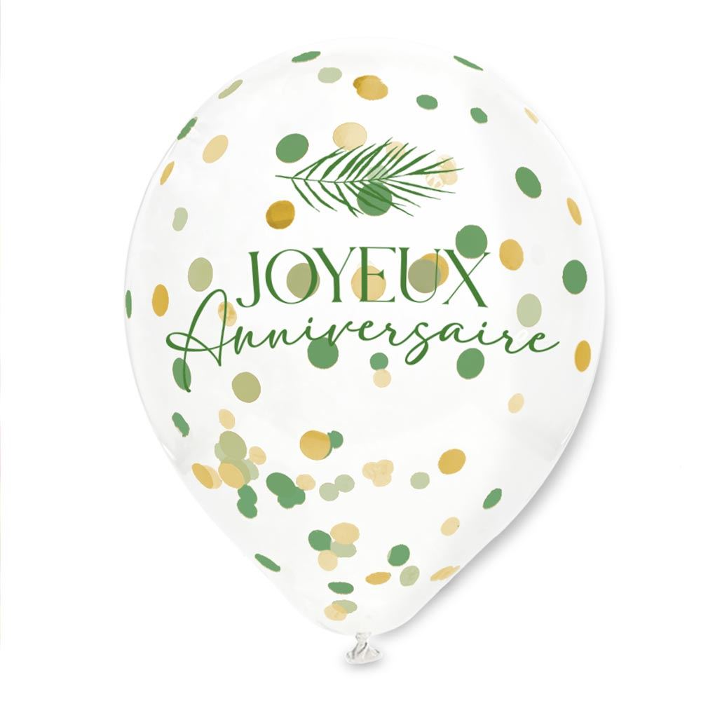 Sachet 6 ballons confettis tropical party