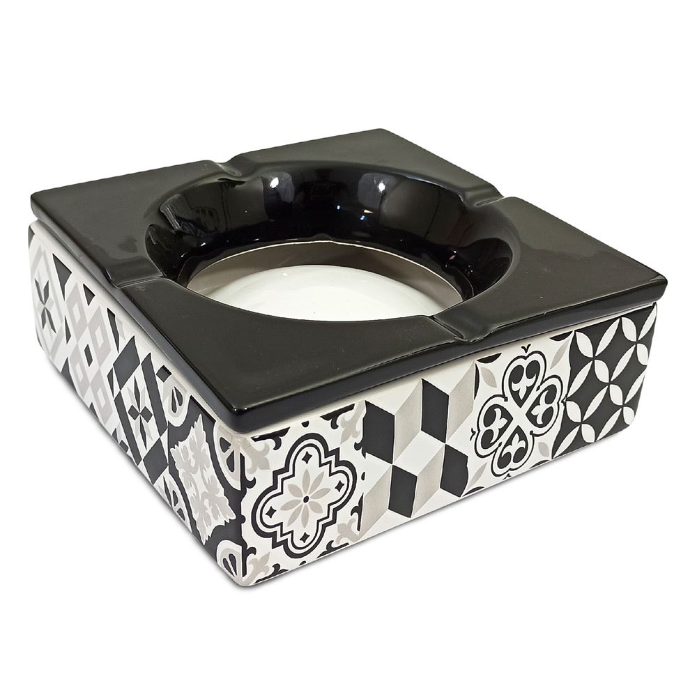 Cendrier carre geant carreaux noirs
