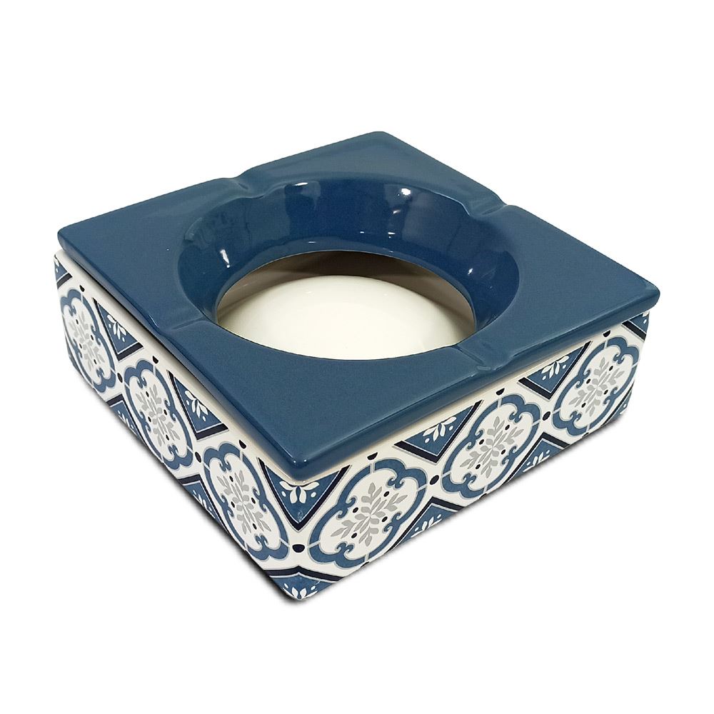 Cendrier carre geant carreaux bleus