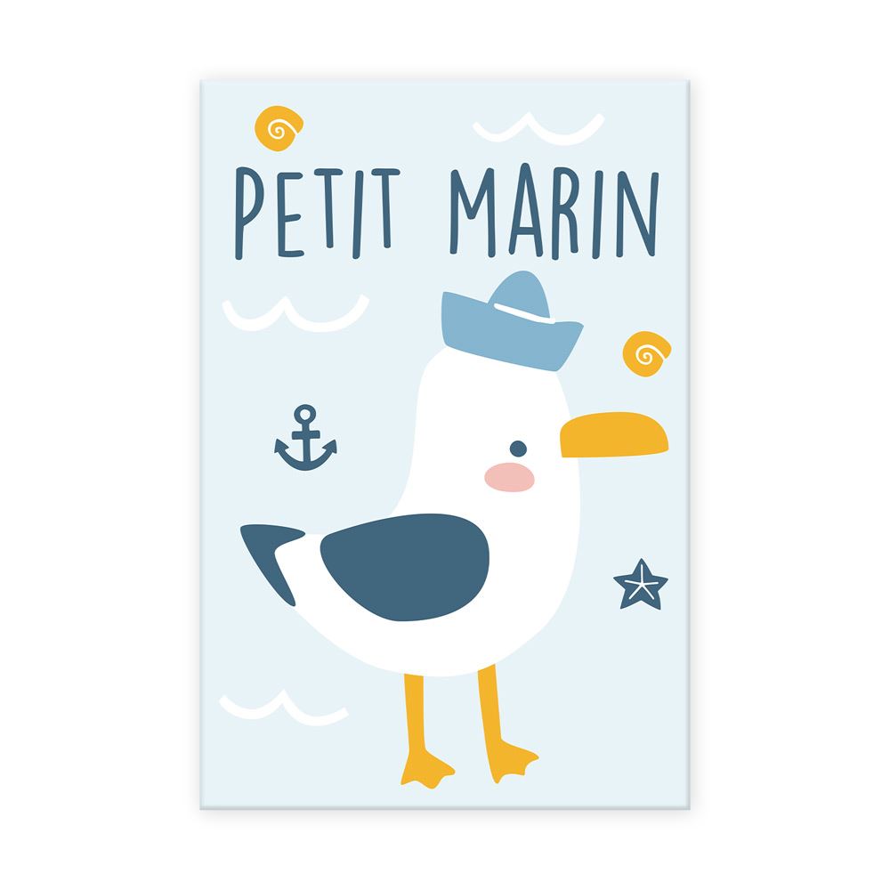 Toile mouette "petit marin" 20x30cms