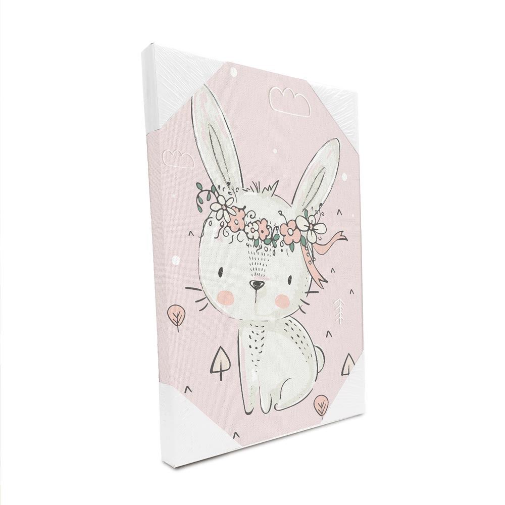 Toile lapin fleurs 30x40cms