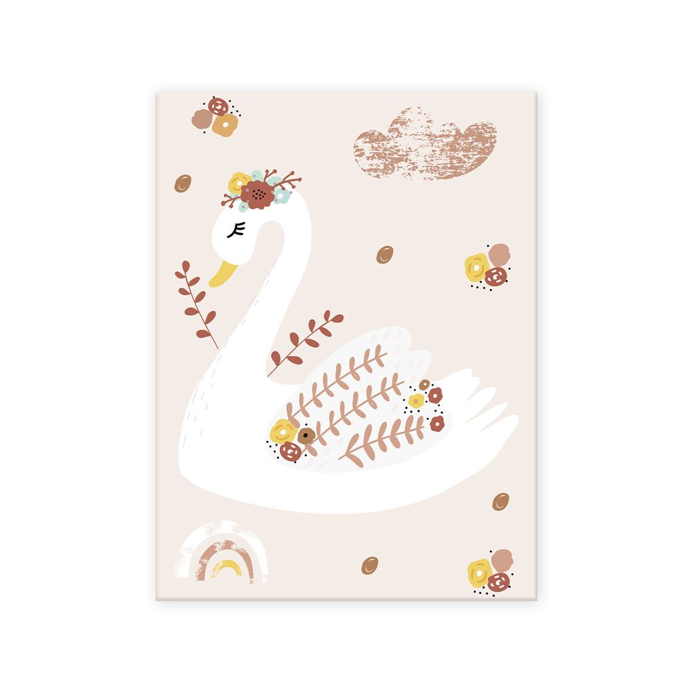 Toile cigne fleurs 30x40cms