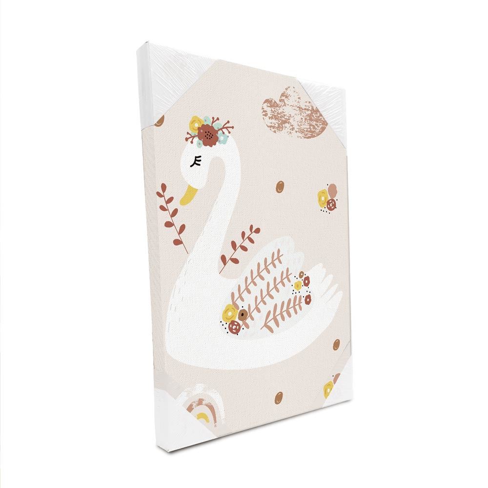 Toile cigne fleurs 30x40cms