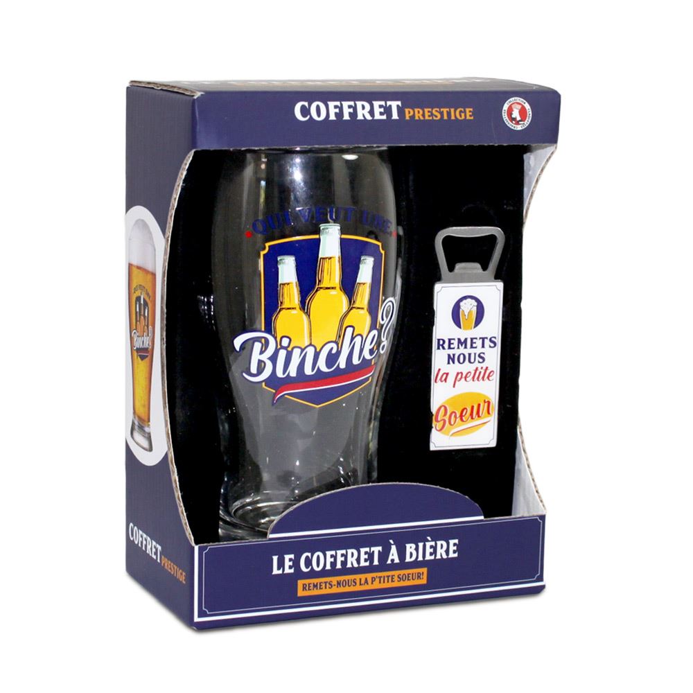 Coffret verre biere "binche?"