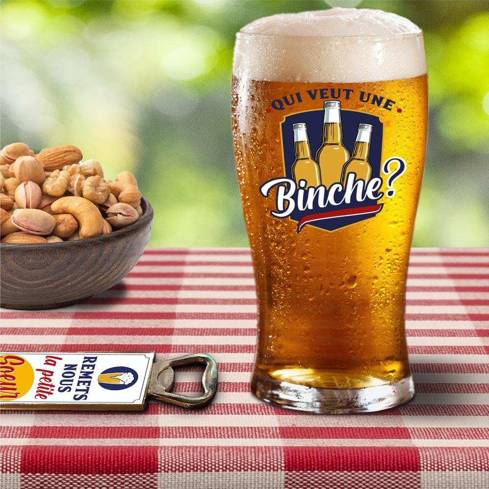 Coffret verre biere "binche?"