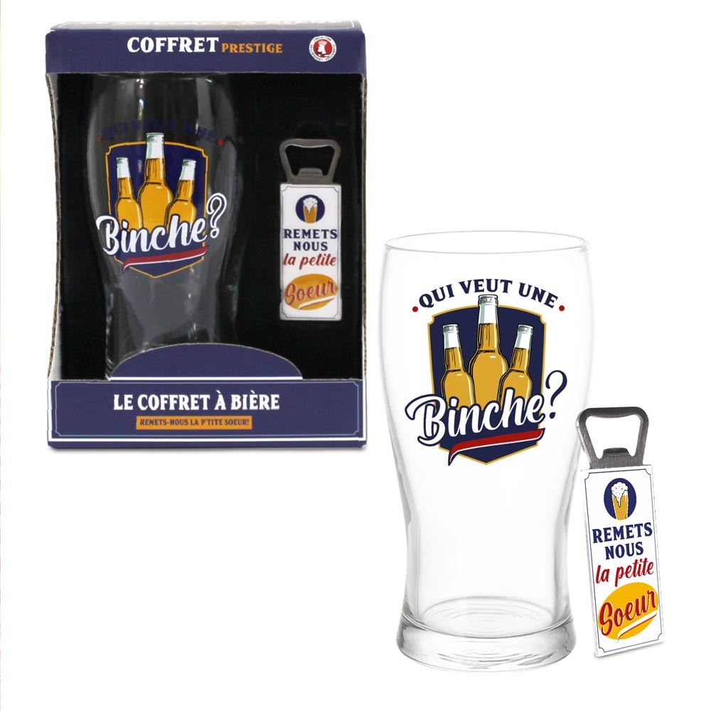 Coffret verre biere "binche?"