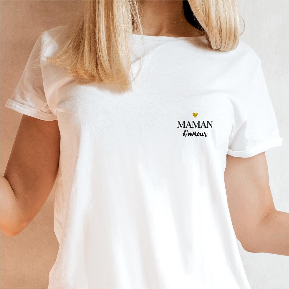 T shirt brode "maman d amour" taille l