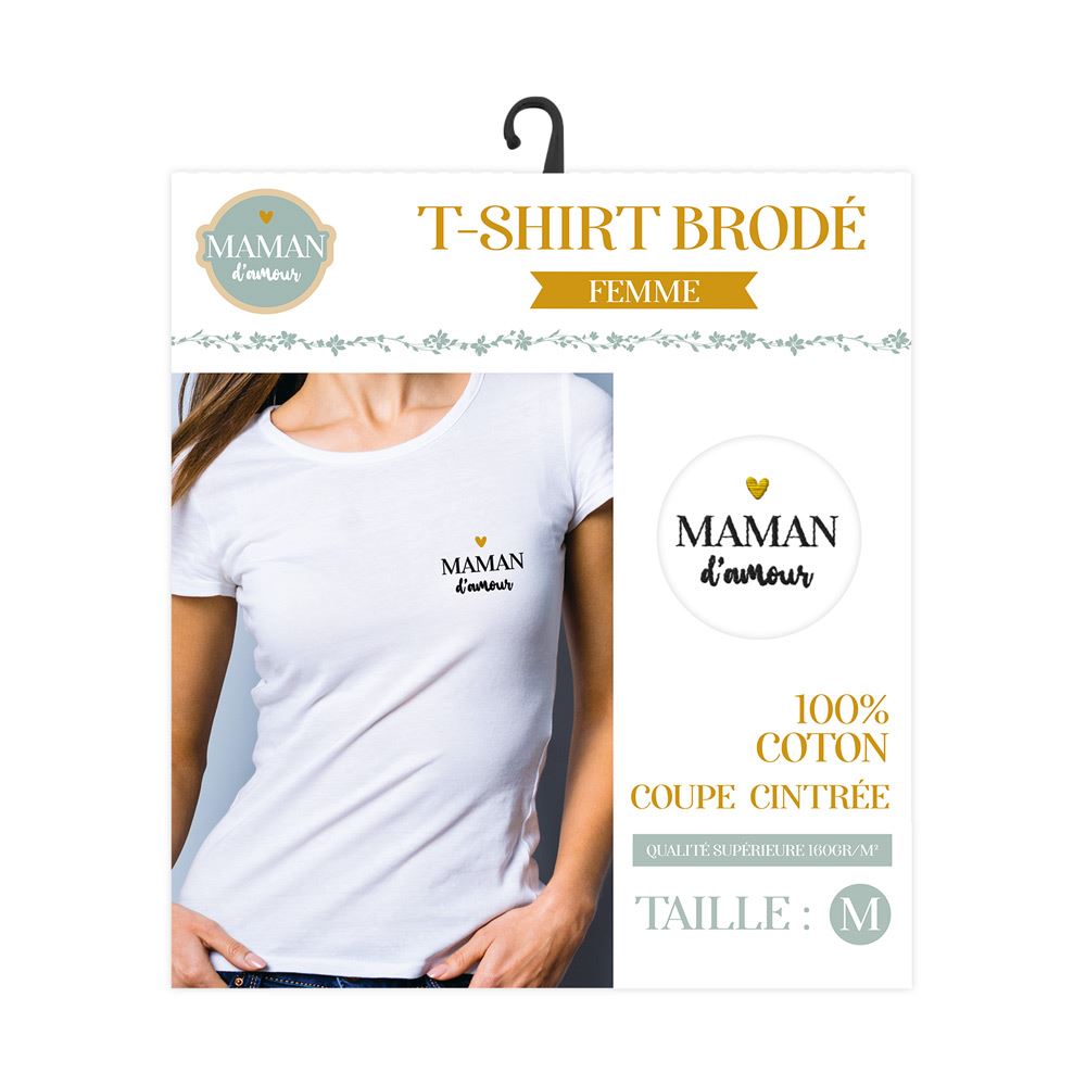 T shirt brode "maman d amour" taille m