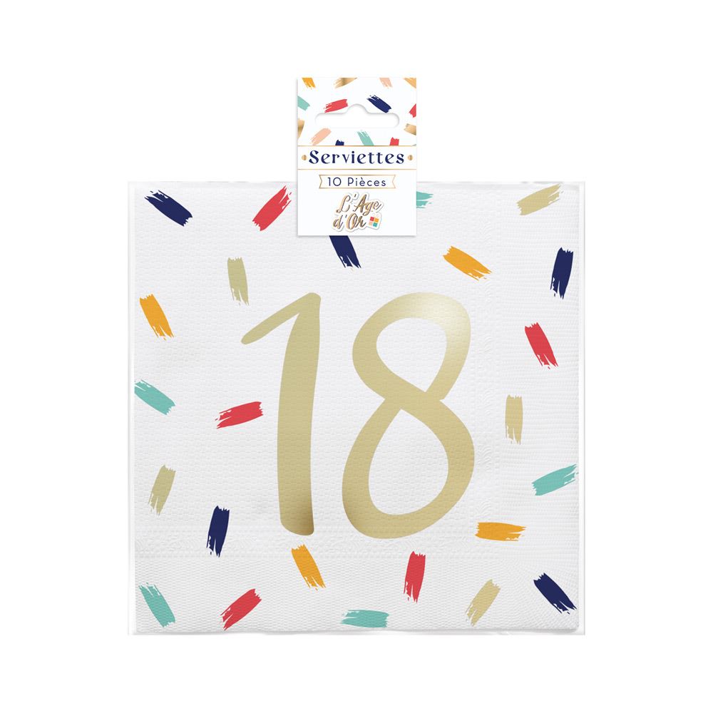 Pack 10 serviettes 18 ans