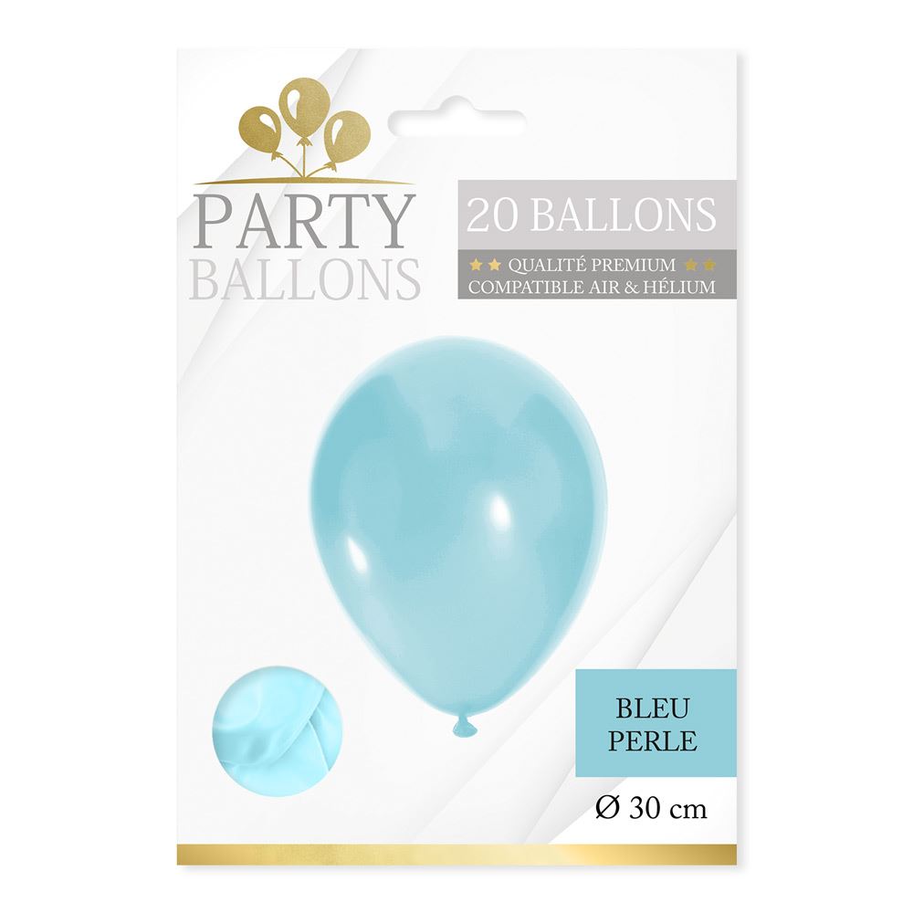 Sachet 20 ballons bleu perle