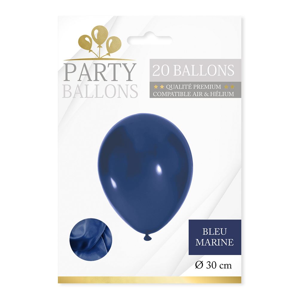 Sachet 20 ballons bleu marine