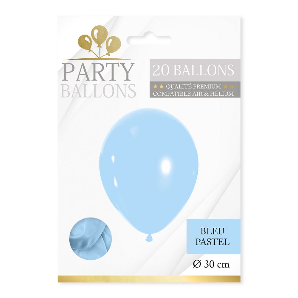 Sachet 20 ballons bleu pastel